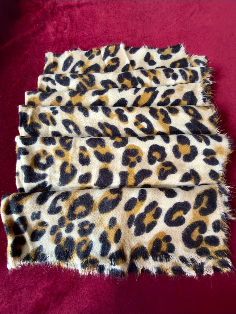Leopard Print Faux Fur Scarf - Tan and Black Sz XL